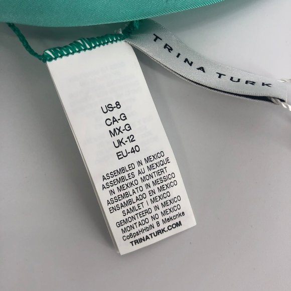 Size 8 RUNS SMALL Trina Turk Ruffle Swim Top Aqua - Picture 5 of 6